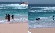 Rescatan a madre e hijo arrastrados por la corriente en playa de Los Cabos