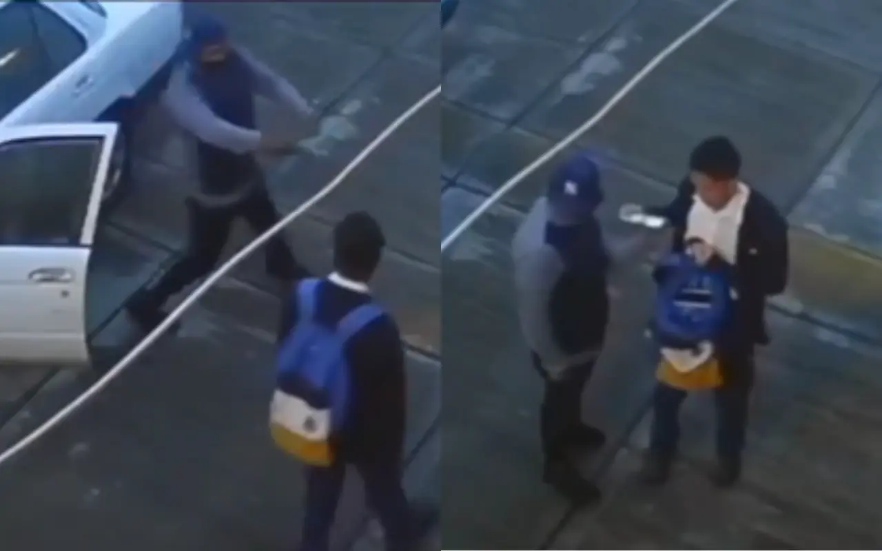 El momento en que un joven es asaltado en plena calle de Chimalhuacán fue captado en video. Foto: X/ @QuePocaMadre_Mx (Canva)