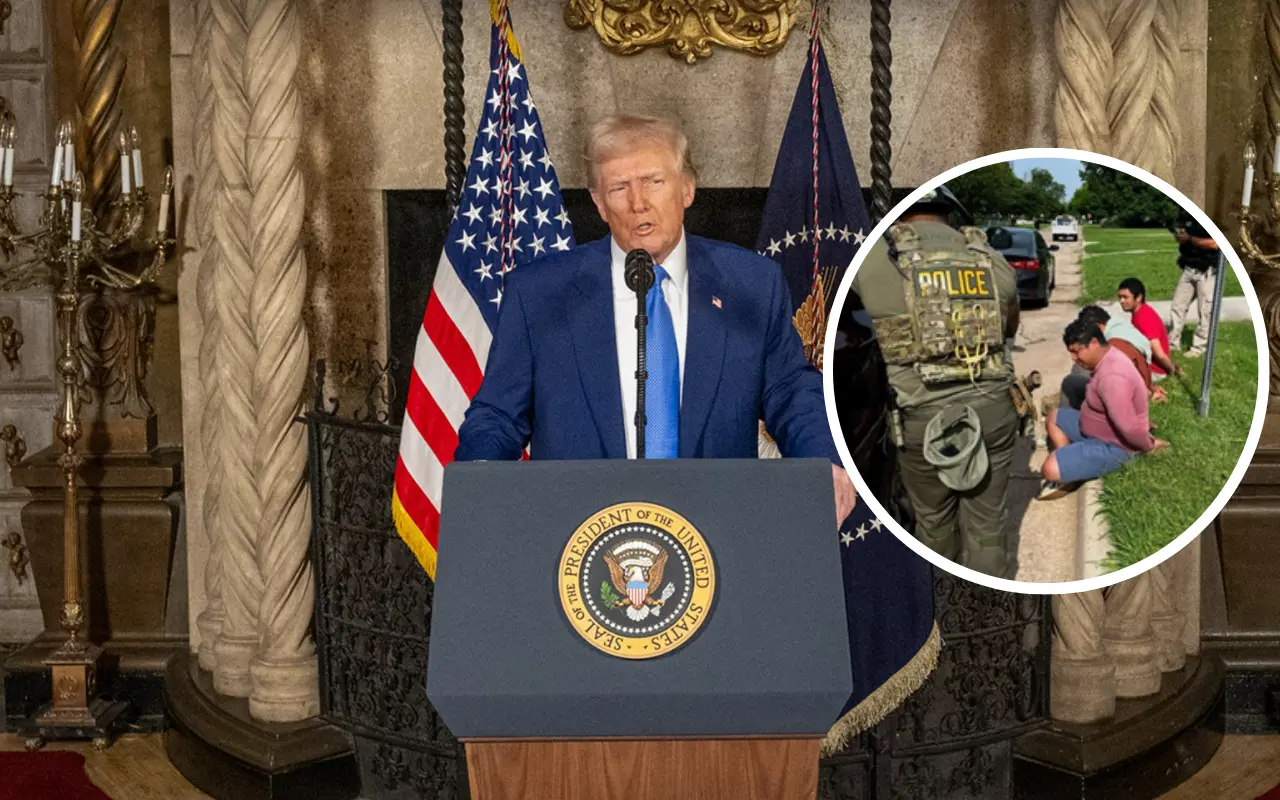 Donald Trump y redada migrante. Foto: X (@WhiteHouse) / (@ICEgov)
