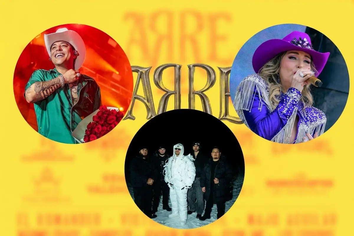 El Festival Arre 2025 tendrá a los artistas más importantes del regional mexicano en un solo lugar. FOTO: CANVA/IG: @festivalarre, @grupofirme, @fuerzaregida y @lavillarrealmx