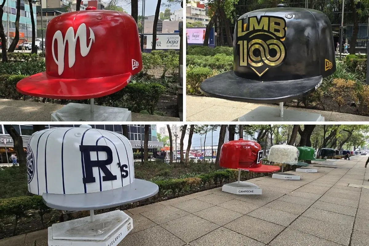Exposición de gorras gigantes en Reforma. Foto: Mario Flores | Canva