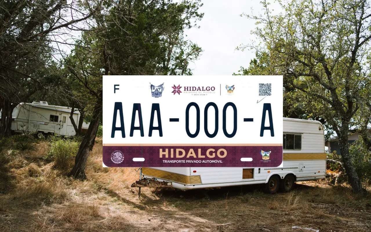 Placa de Hidalgo y remolque. Foto: Gobierno de Hidalgo / Canva