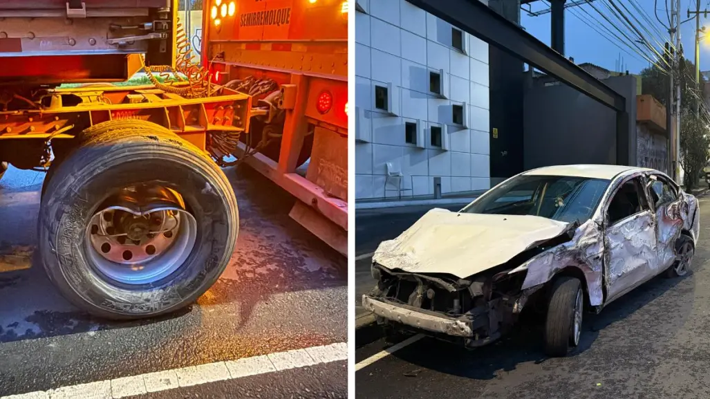 Tráiler de doble remolque provoca choque múltiple en Avenida Constituyentes de CDMX