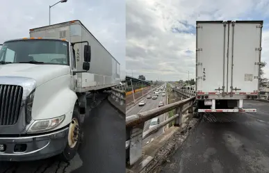 CDMX: Tráiler se queda atorado en puente vehicular en Gustavo A. Madero