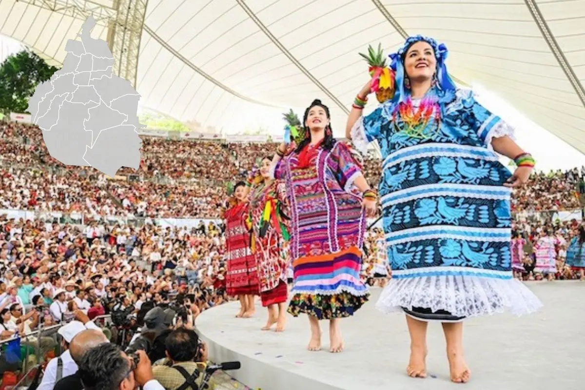 Guelaguetza en el Cerro del Fortín, mapa de la Ciudad de México. Foto: Secretaría de Turismo del Estado de Oaxaca | Gobierno de CDMX | Canva
