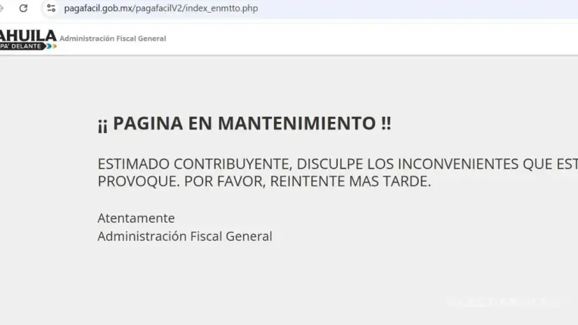 Portal Pagafácil en mantenimento / Foto: www.pagafacil.com