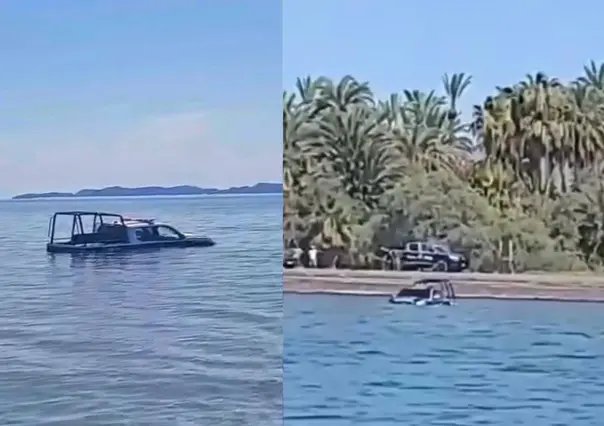 Patrulla de Loreto termina en el agua por un presunto descuido al estacionarse