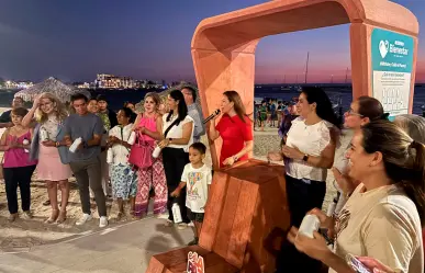Milena Quiroga inaugura bebedero en el Malecón de La Paz