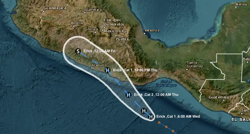 Trayectoria actual del huracán 