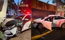 Patrulla es impactada por vehículo particular en calles de la alcaldía Benito Juárez en CDMX