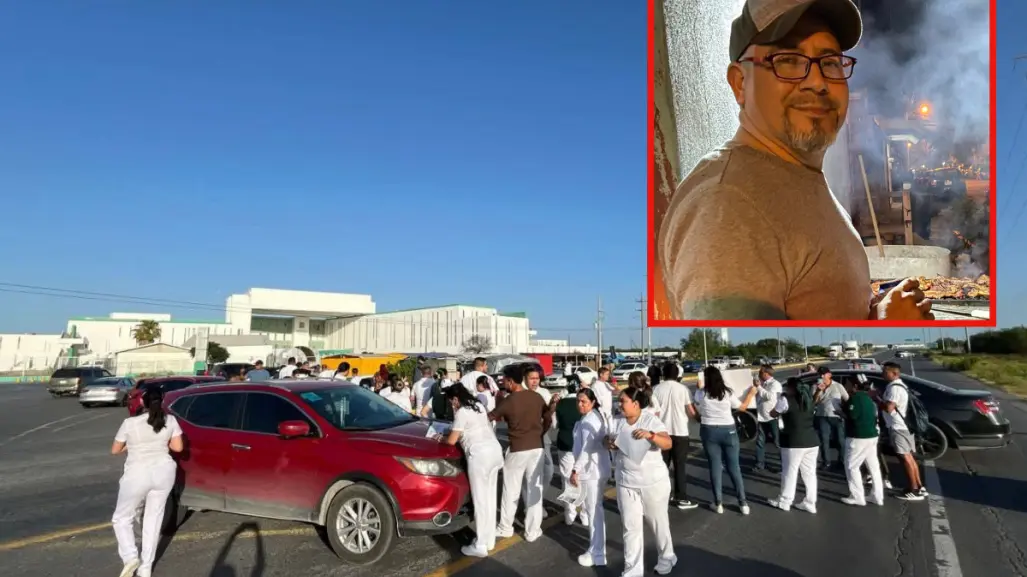 Empleados del IMSS en Reynosa cierran carretera para manifestarse por desaparición de enfermero