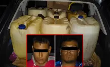 Dos personas detenidas por huachicol en Edomex; llevaban 400 litros ocultos en camioneta