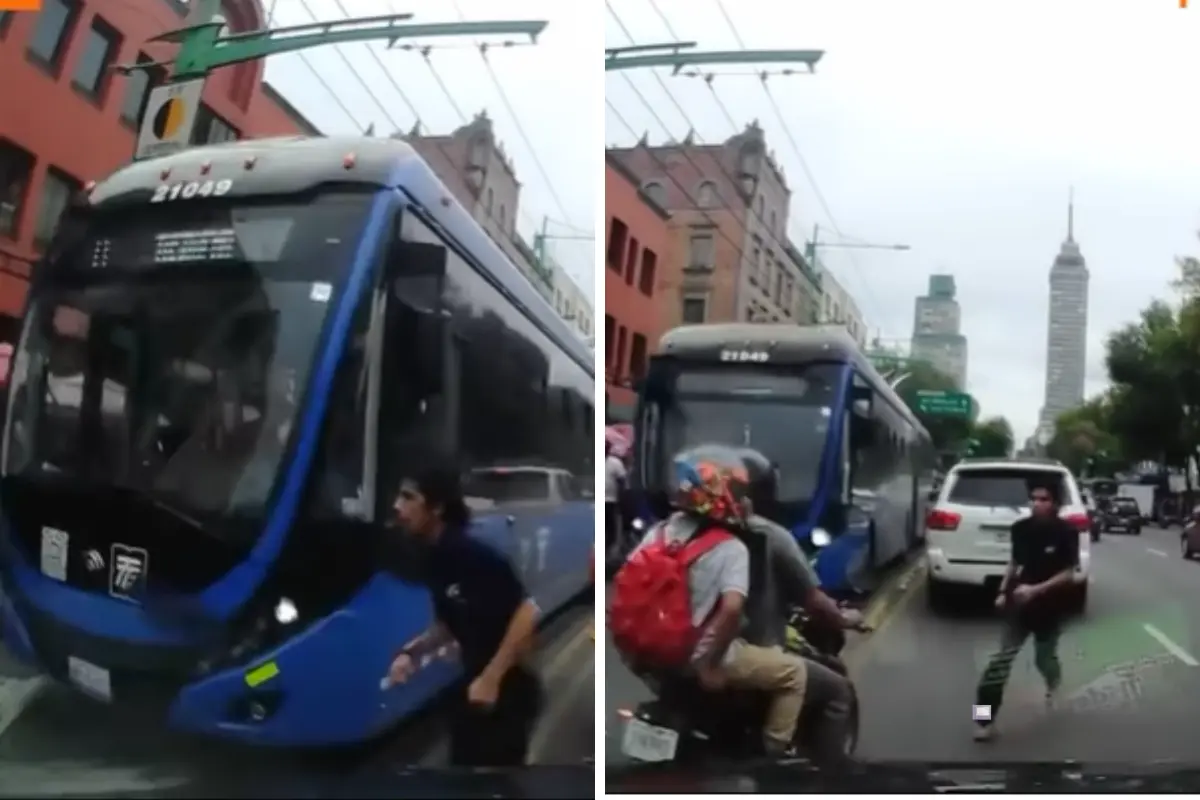 Hombre es atropellado por el Trolebús en CDMX, Foto: Captura de pantalla