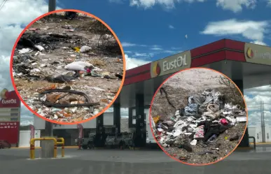 Parte trasera de gasolinera es usada como tiradero clandestino de basura en Durango