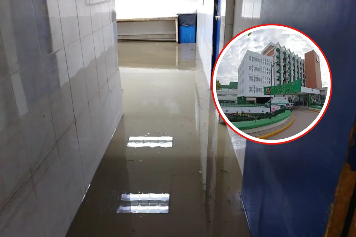 Así se ven las salas del Hospital No.6 del IMSS con las primeras lluvias en Tamaulipas | Foto: Axel Hassel