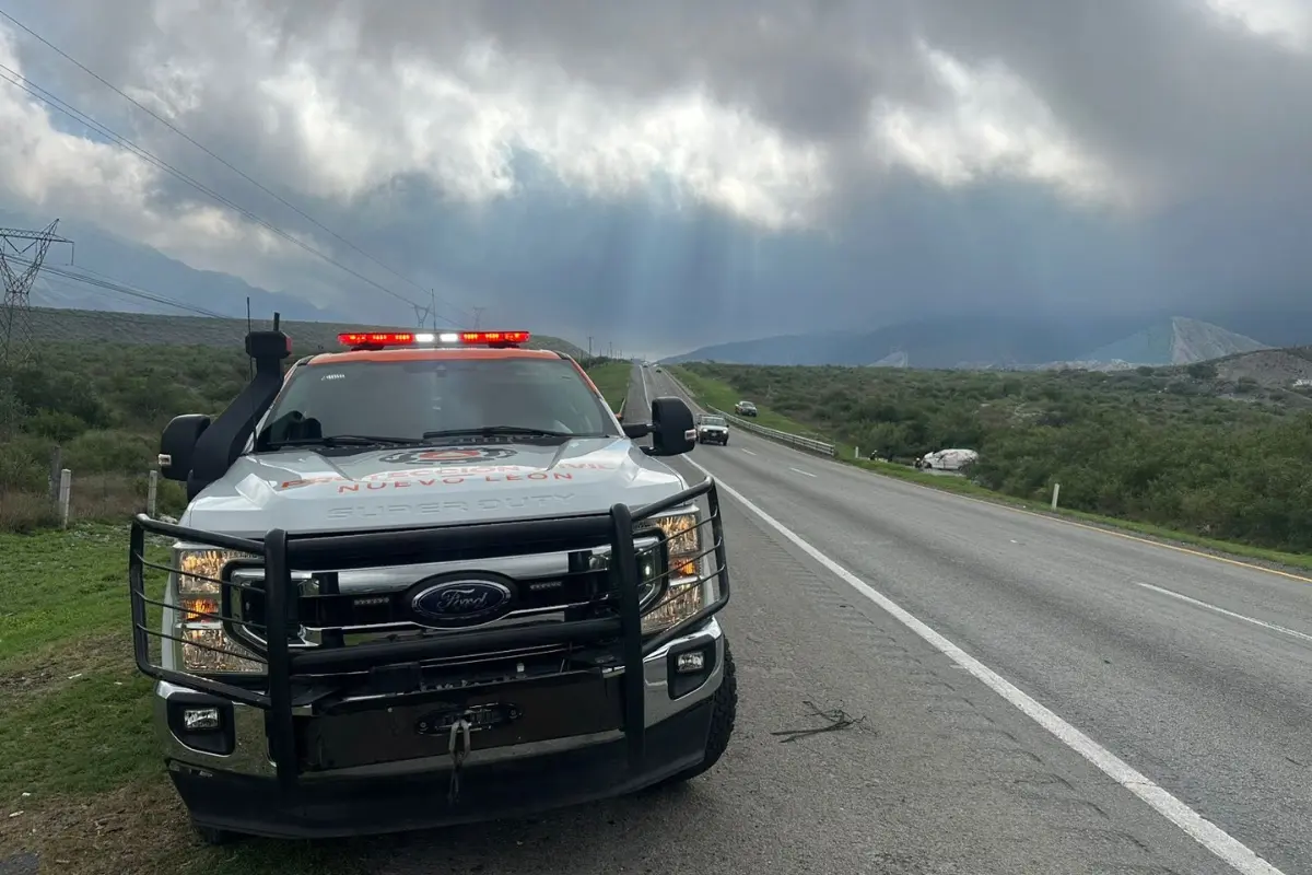 Zona del accidente en García, Nuevo León. Foto: Protección Civil Nuevo León