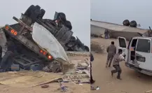 (Video) Rapiña en Mulegé tras volcadura de camión de abarrotes