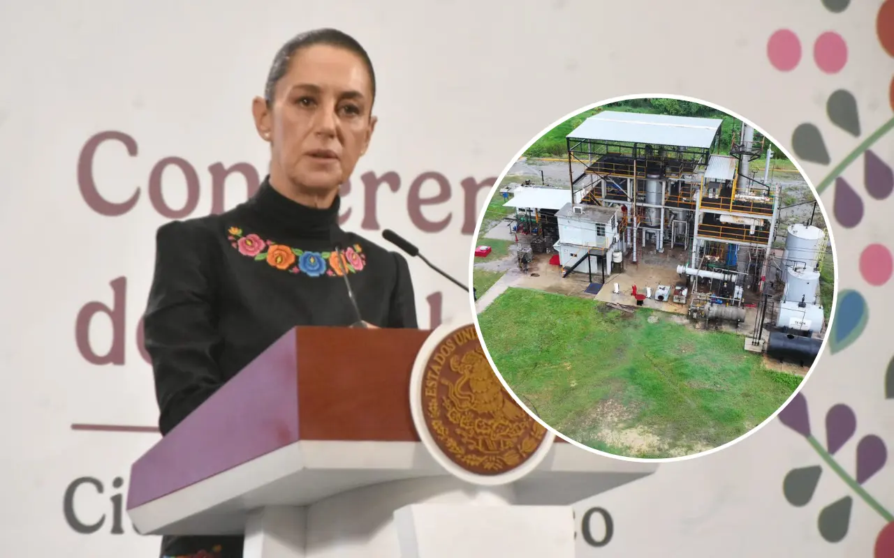 Claudia Sheinbaum y refinería clandestina en Veracruz. Foto: Enrique Pérez Huerta / X (@OHarfuch)