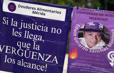Mujeres colocan tendedero en Plaza Grande de Mérida para exhibir a padres deudores