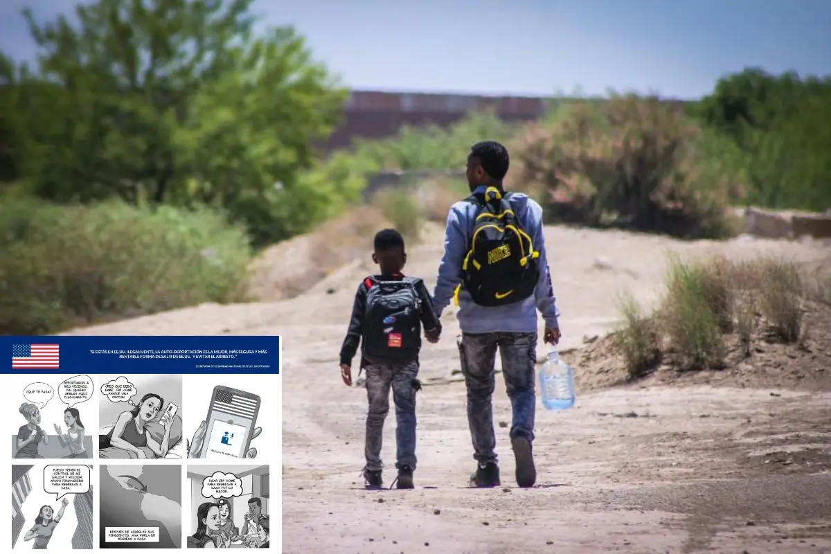 Migrantes en EU/Cómic Foto: OIM México/X(Twitter) @USEmbassyMEX