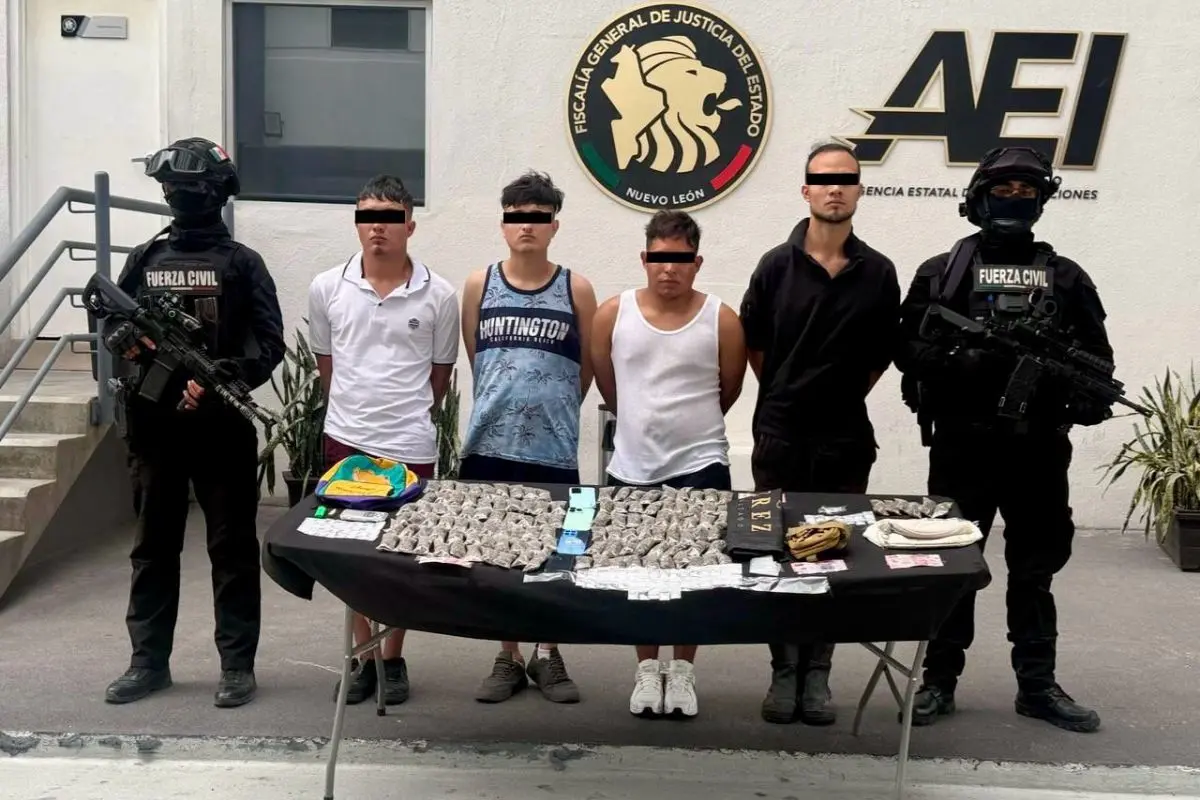 Fuerza Civil captura a cuatro personas con presunta droga en Guadalupe. Foto: Fuerza Civil