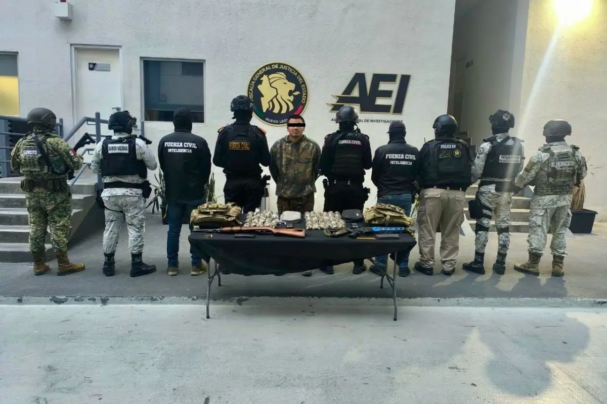 La captura se registró el viernes 21 de junio de 2025 por la tarde, en la carretera libre Monterrey–Reynosa. Foto: Fuerza Civil