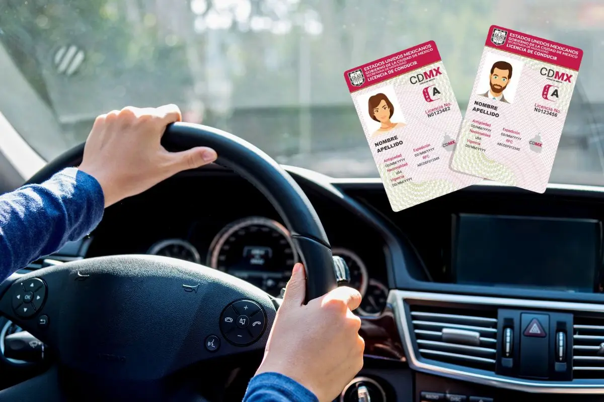 Persona manejando su automóvil, licencia de la CDMX. Foto: Semovi | Canva