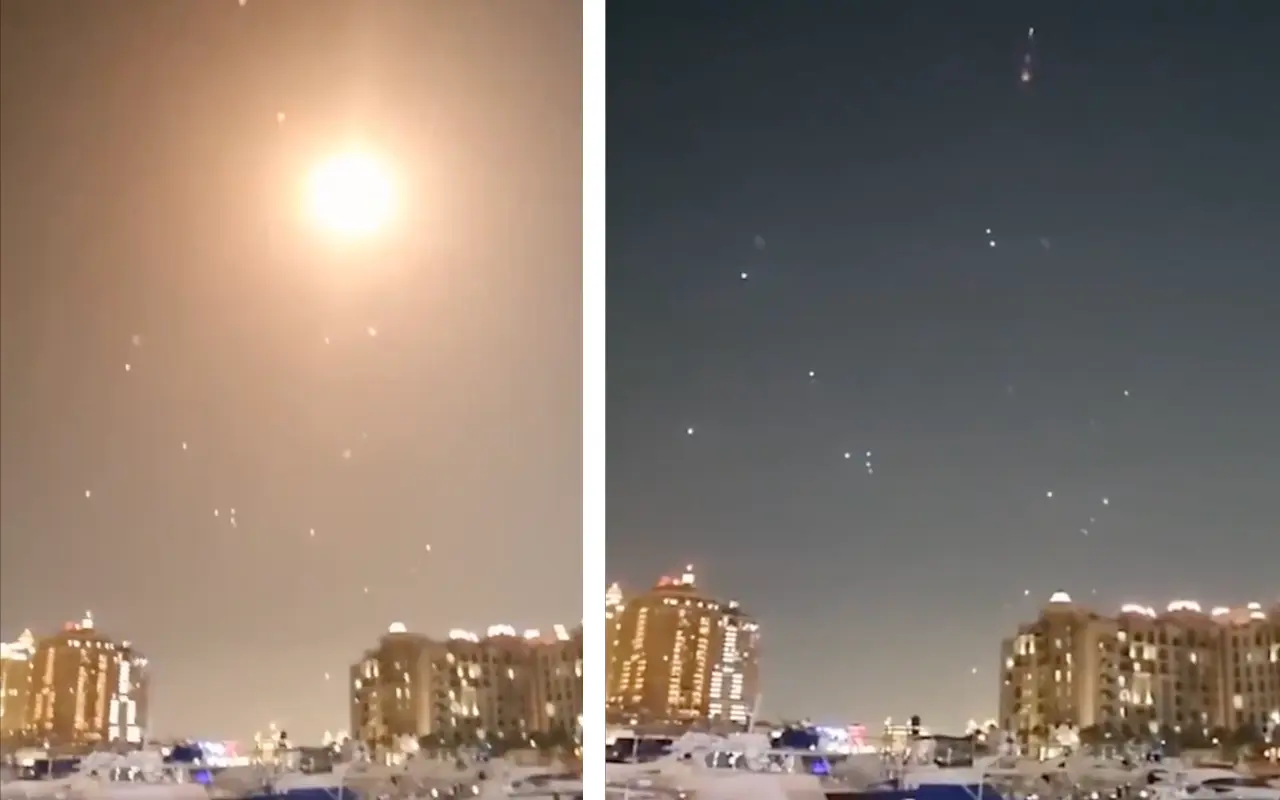 Doha, Qatar, siendo bombardeado. Foto: X (@maddenifico)