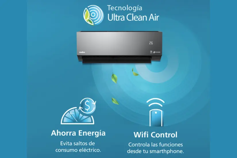 El minisplit Mabe ofrece ambiente saludable y temperatura estable para hogares y oficinas que requieren tecnología y bajo consumo. Foto: Canva / MABE