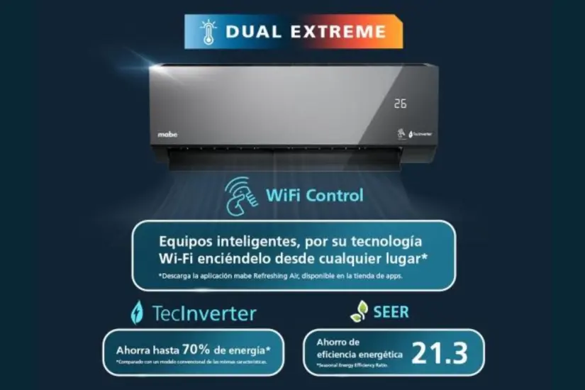 Este minisplit Mabe ofrece climatización inteligente y eficiente para mantener espacios cómodos tanto en casa como en la oficina. Foto: Canva / MABE