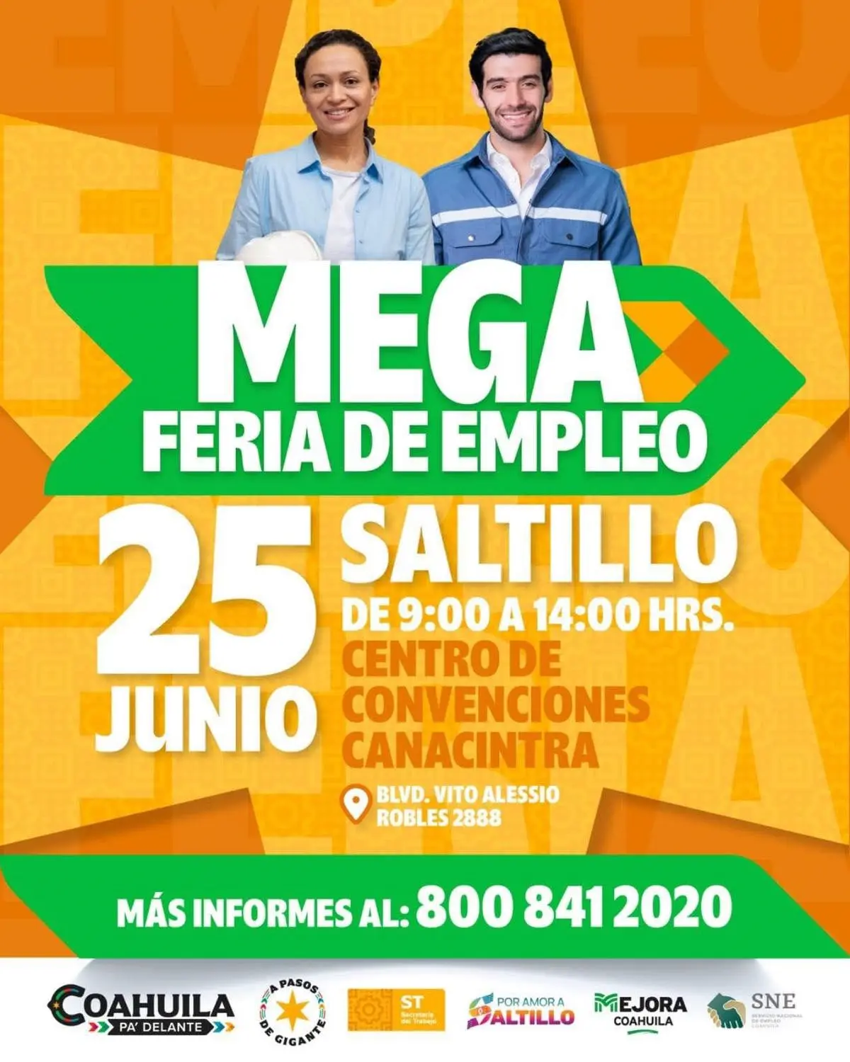 Mega Feria del Empleo llegará a Saltillo con más de 3 mil vacantes / Foto: Gobierno de Coahuila