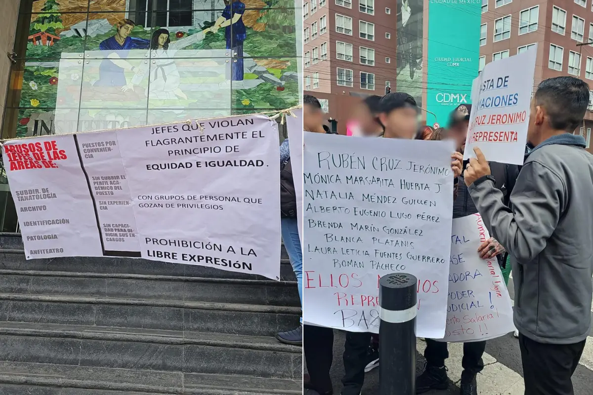 Trabajadores del INCIFO protestando en CDMX. Foto: Ramón Ramírez