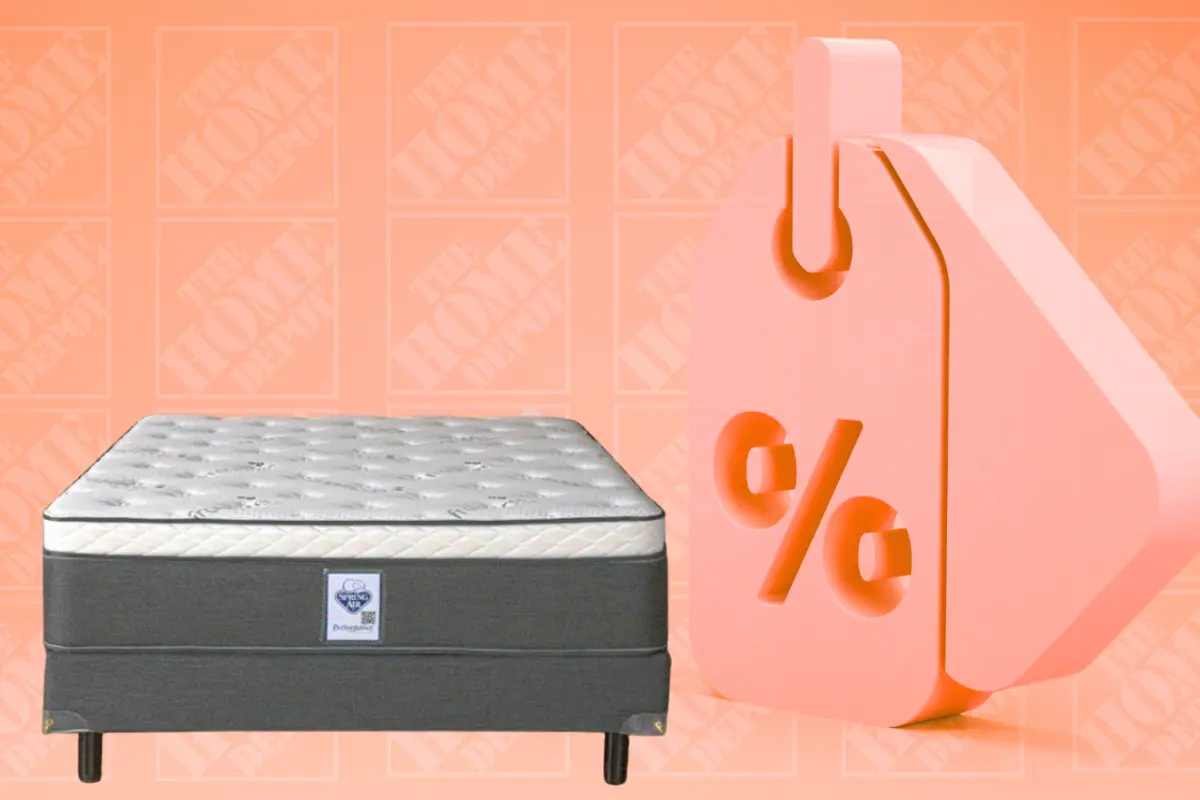 The Home Depot tiene este box spring con más de un 60 por ciento de descuento. Foto: The Home Depot | Canva