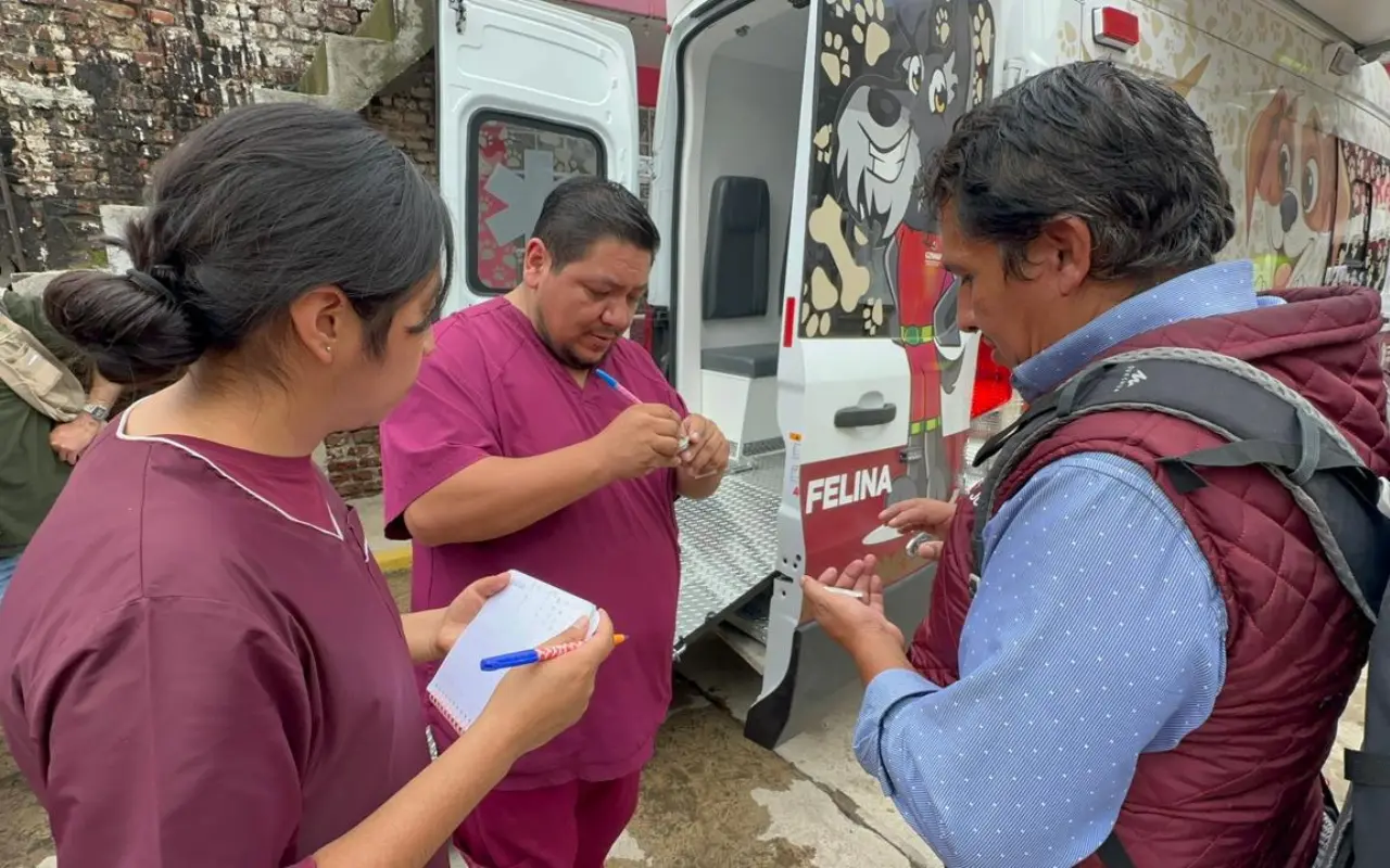 Veterinarios de CEPANAF brindaron consultas y desparasitación a mascotas afectadas por la inundación en Naucalpan. Foto: Juan Manuel López