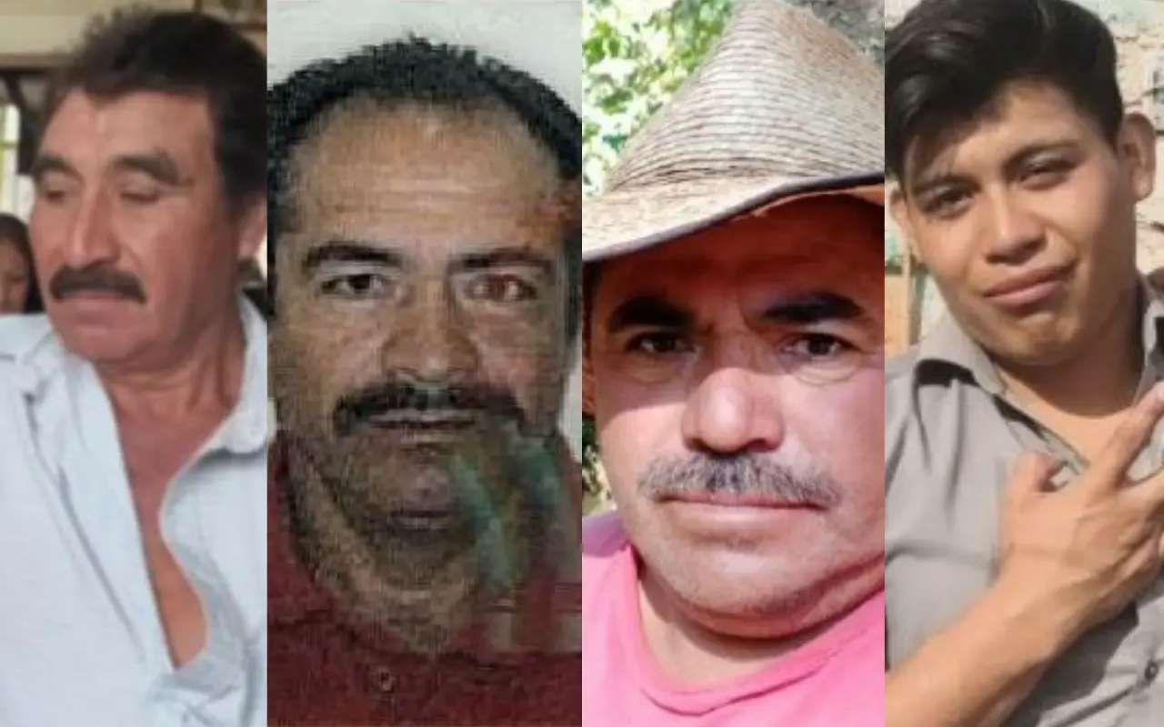 Imagen de los cuatro vendedores originarios del Estado de México reportados como desaparecidos en Oaxaca. Foto: FB/ Gobierno del Estado de Oaxaca (Canva)