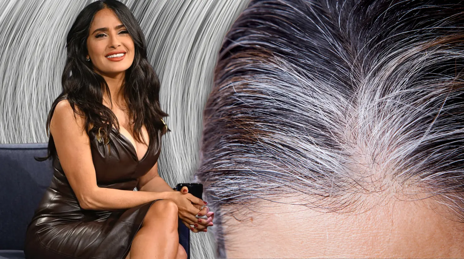El trucazo de Salma Hayek para cubrir las canas sin tinte de cabello. Foto: Canva | Instagram - Salma Hayek.