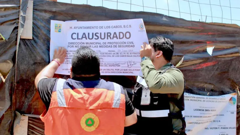 Inspección técnica detectó la demolición no autorizada de un muro de contención durante la obra. Foto: Ayuntamiento de Los Cabos