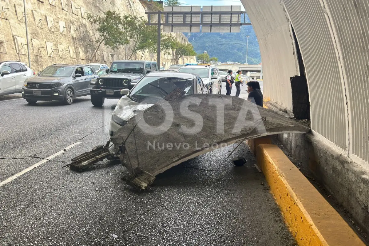 Se ha caído una parte de la pared del túnel de la Loma Larga/Fotos: POSTA