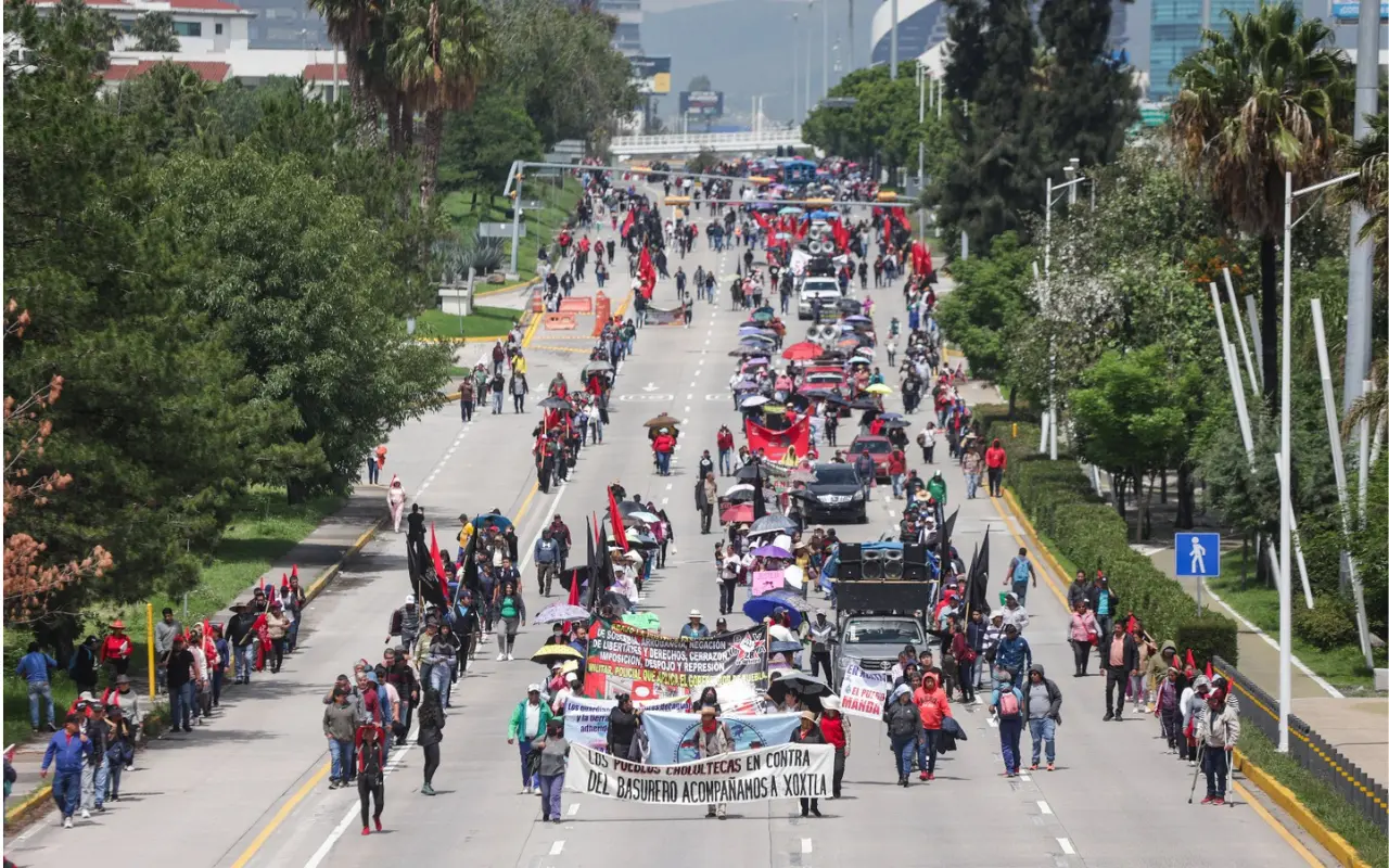 Manifestación por el agua en capital de Puebla. Foto: Jafet Moz
