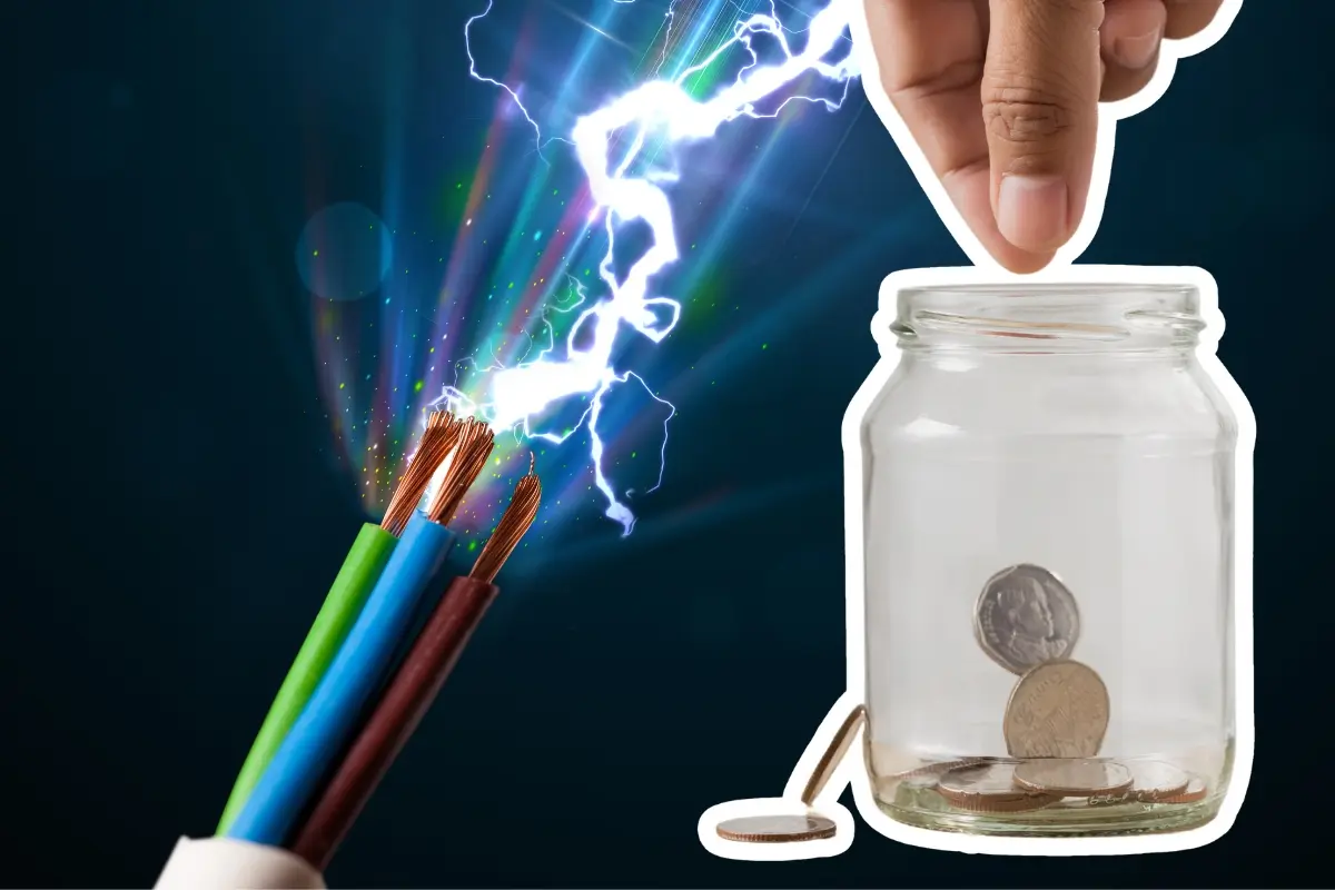 Imagen ilustrativa de energía eléctrica y monedas. Foto: Canva
