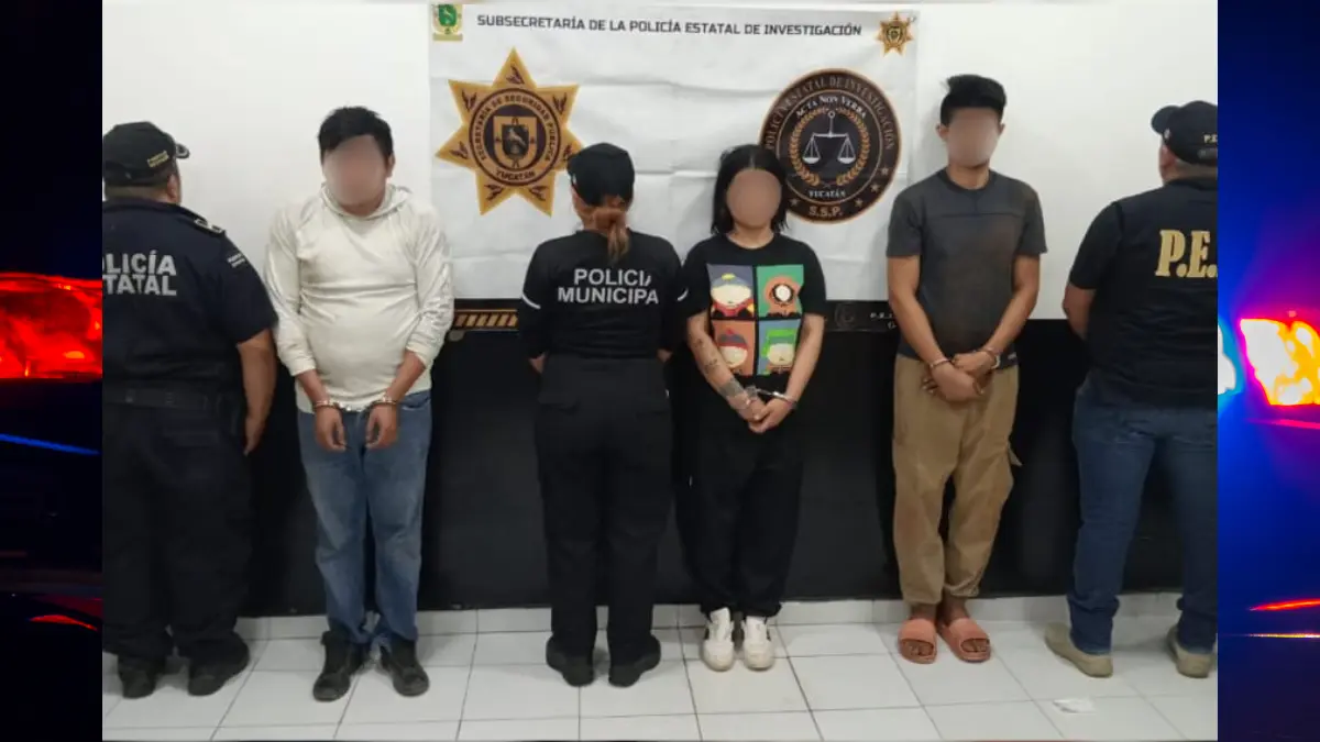 Uno de los cuatro involucrados se encuentra prófugo Foto: SSP Yucatán/Canva