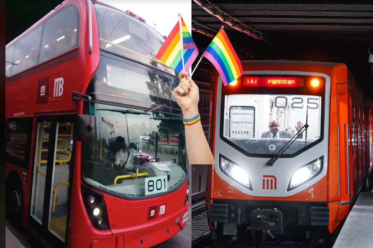 Metrobús CDMX, Metro CDMX, manos con banderas de la comunidad LGBTTQ+.   Foto: Metrobús CDMX | Metro CDMX | Canva
