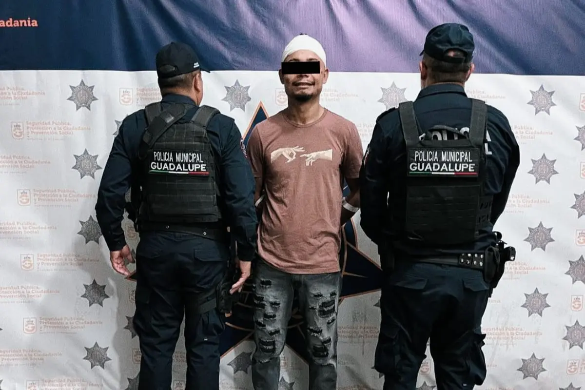 Jhon “N”, de 26 años detenido por elementos de la policía de Guadalupe. Foto: Especial