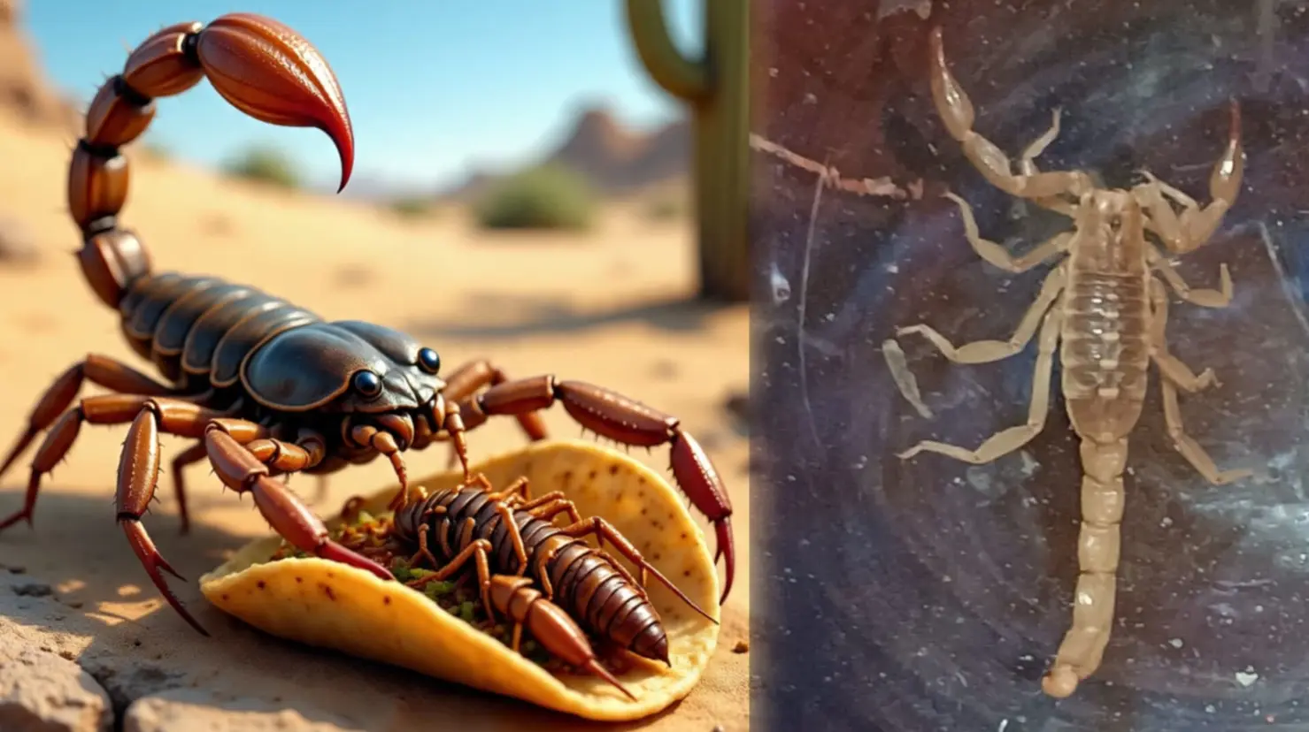 Foto: Meta AI/ Facebook Arañas de México | Conoce cuál es el desagradable insecto del que es depredador el alacrán de Durango.