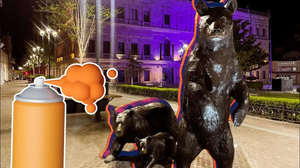 ¿Graffiti textil? Osos de Paseo Capital Saltillo fueron vandalizados por este colectivo