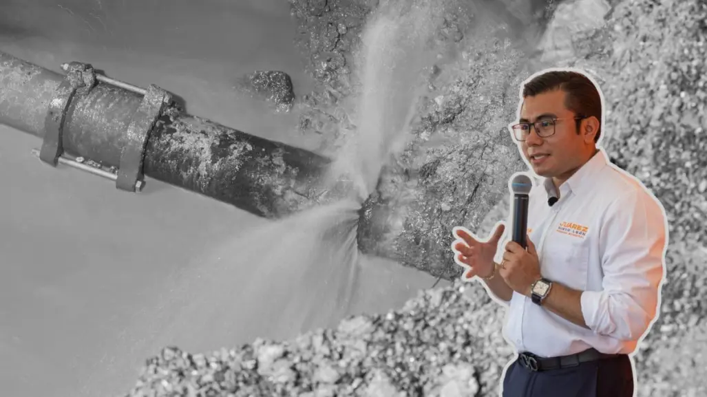Atienden fuga de agua en Juárez con apoyo de Agua y Drenaje de Monterrey