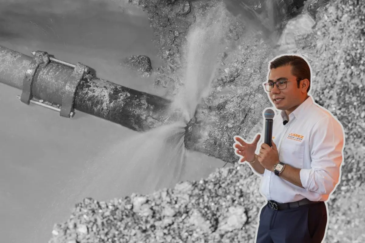 El municipio de Juárez, Nuevo León, reportó avances significativos en la atención a una fuga de agua residual registrada en el sector Ibiza, en Santa Isabel. Foto: CANVA / Félix Arratia