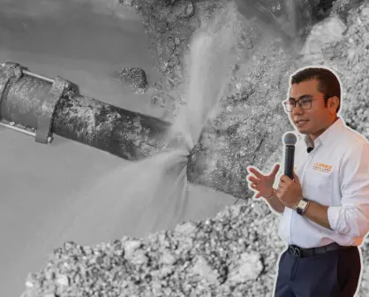 Atienden fuga de agua en Juárez con apoyo de Agua y Drenaje de Monterrey