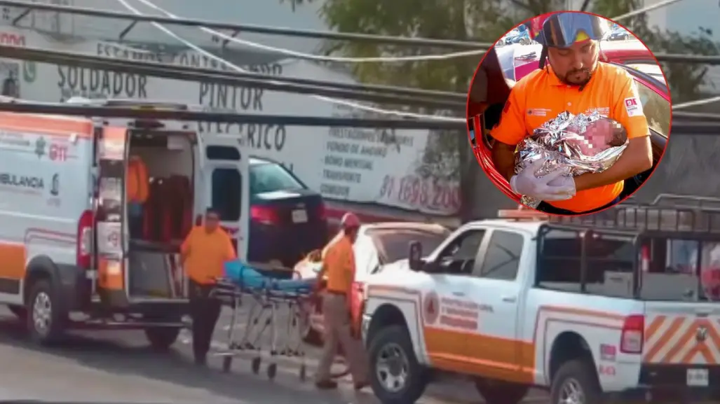 Rescatistas de Juárez, Nuevo León asisten a mujer en labor de parto en avenida