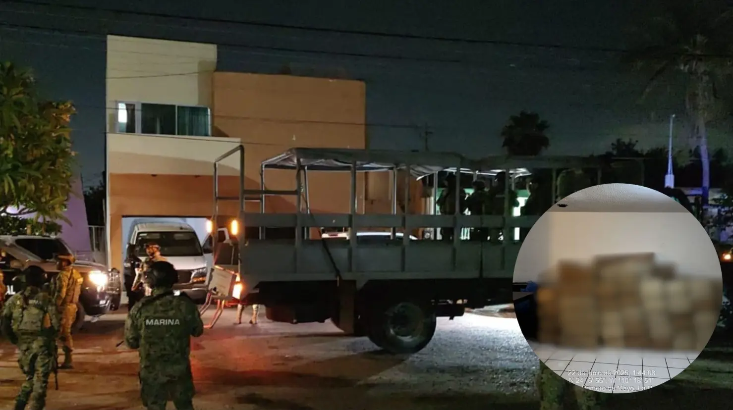 Fueron asegurados paquetes con droga y cartuchos. Foto: Secretaría de Marina